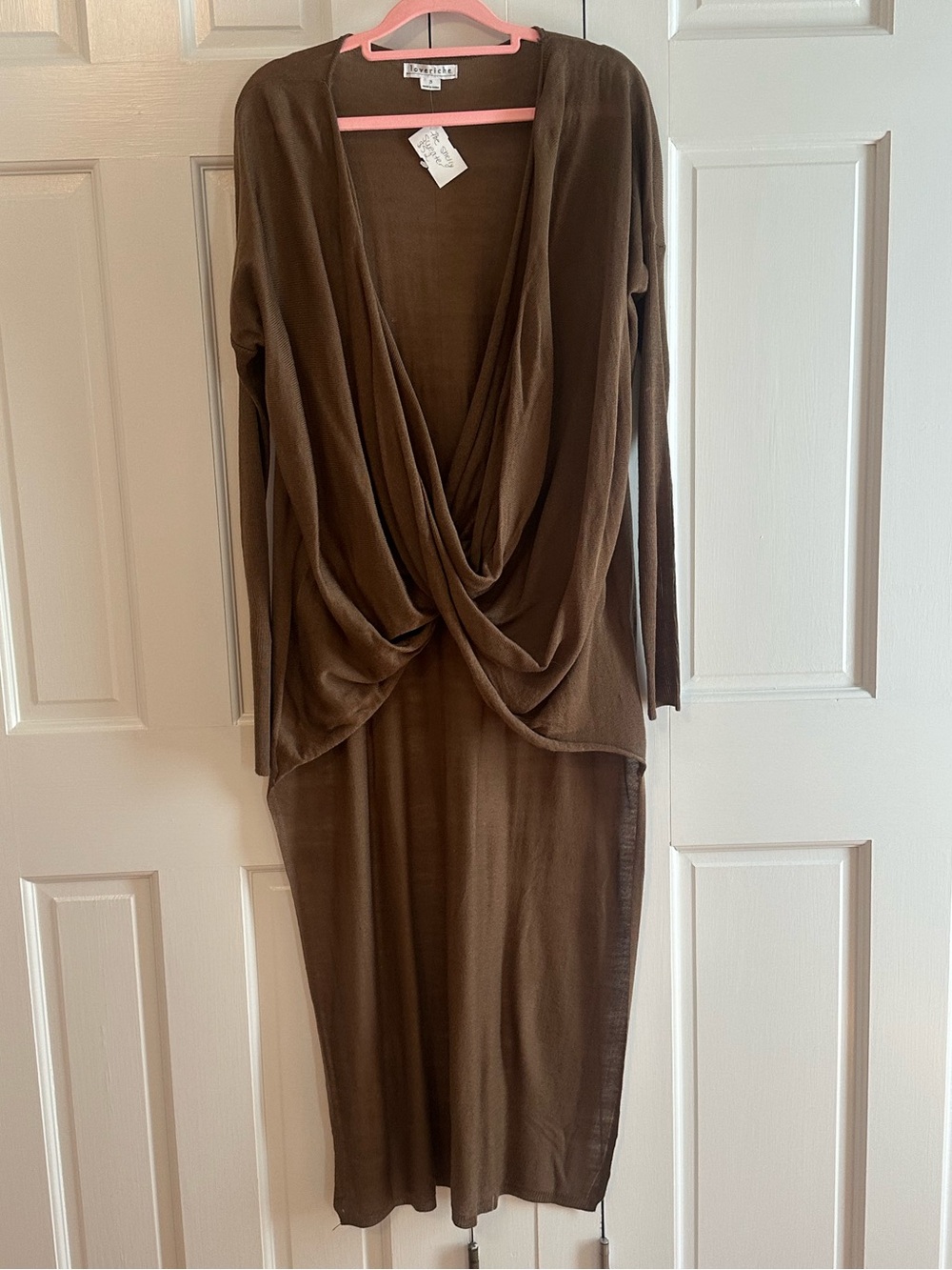Love Riche Brown Draped Sweater